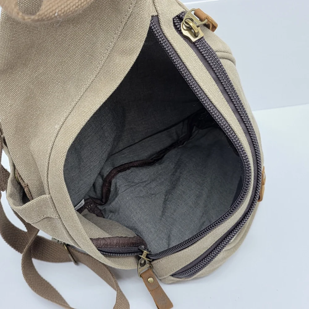Gorpcore Utility Casual KL928 Canvas Sling Backpack Small Durable Canvas - Picture 7 of 11